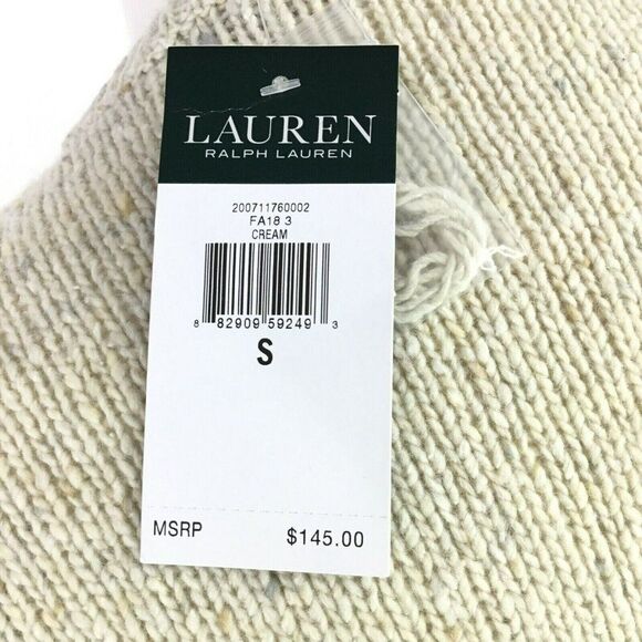 Ralph Lauren Wool Alpaca Sweater Size S Ruffled Sleeves Mascarpone Cream Multi - Picture 8 of 11
